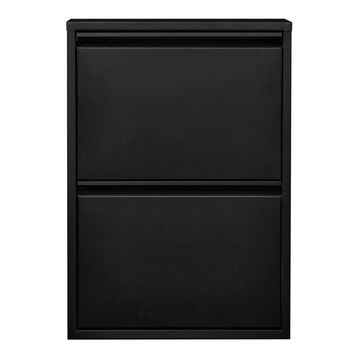 [en.casa] Cipősszekrény 2 ajtóval Sokndal 71 x 50 x 15 cm fém fekete