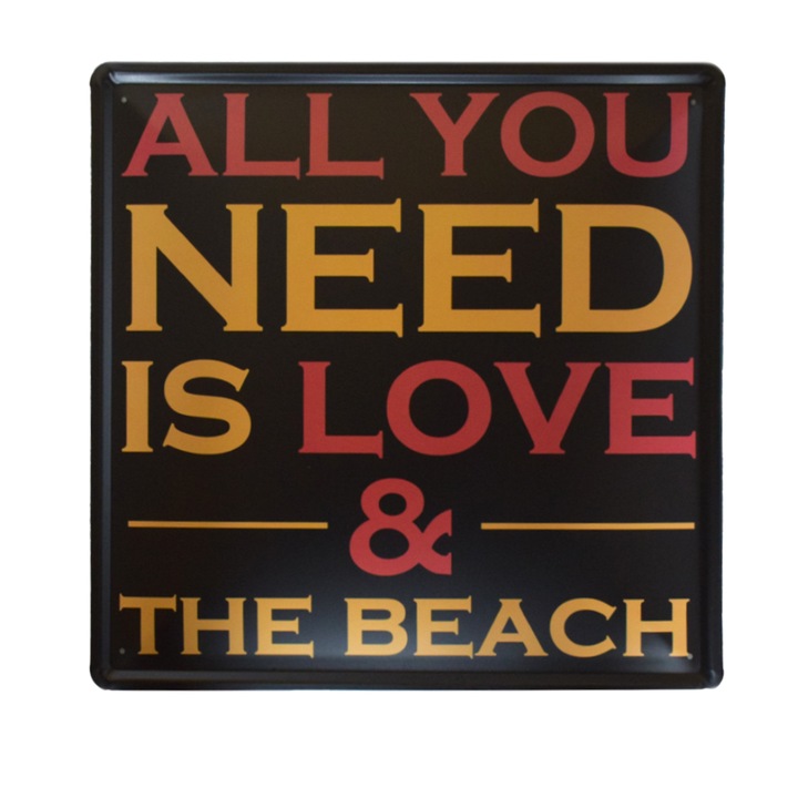 Tablou Metalic, All You Need, Stil Retro, Naimeed D29-AllYouNeed, 30x30 cm