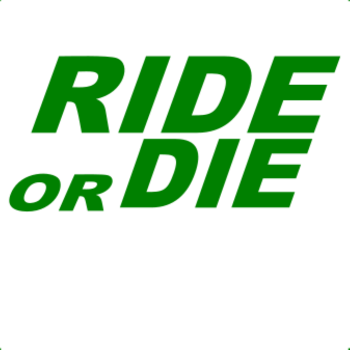 Sticker decorativ perete, auto si geam, Ride or die, Verde, 25 cm
