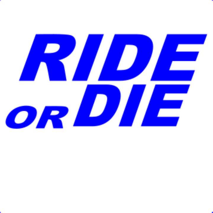 Sticker decorativ perete, auto si geam, Ride or die, Albastru, 25 cm