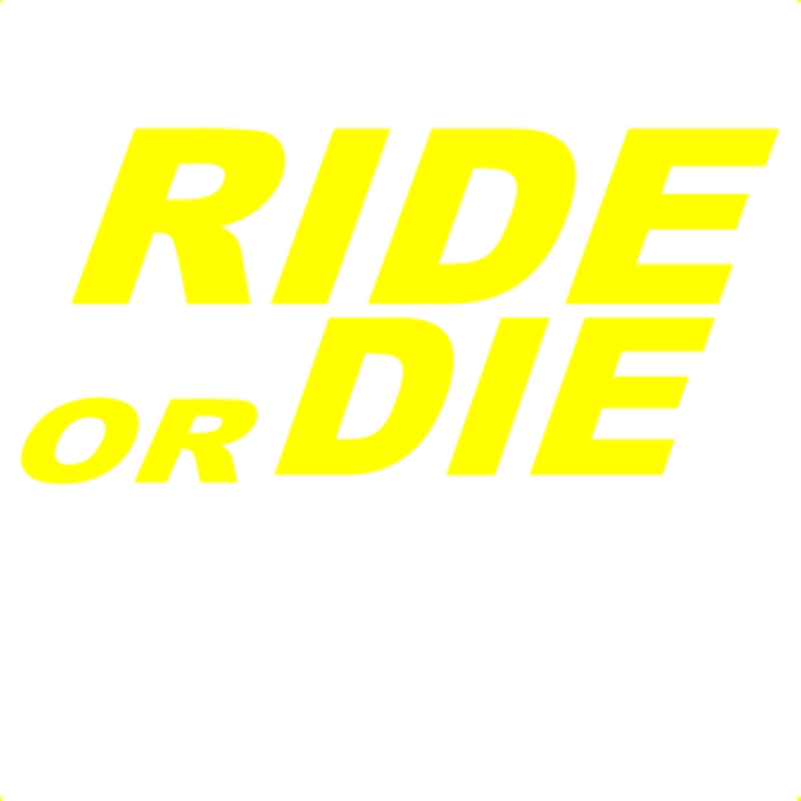 Sticker decorativ perete, auto si geam, Ride or die, Galben, 25 cm