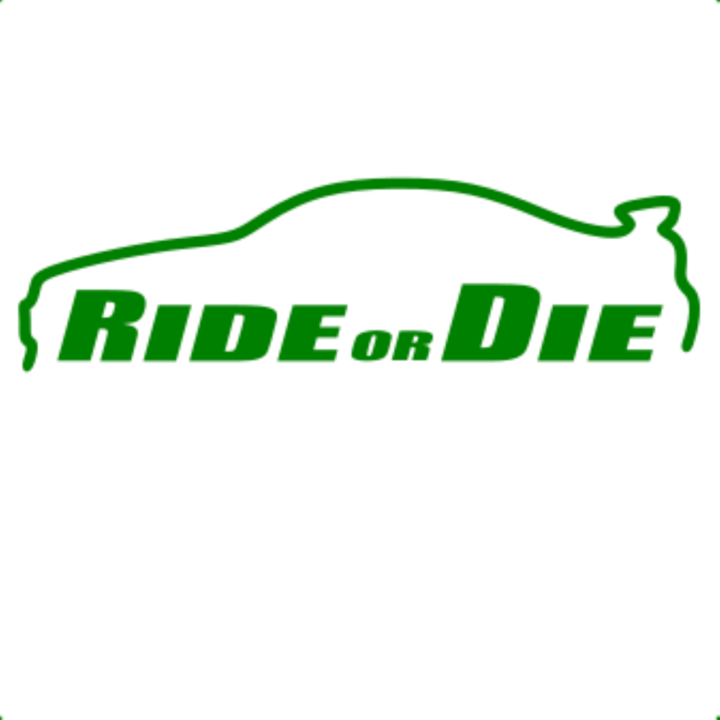 Sticker decorativ perete, auto si geam, Ride or die versiunea 2, Verde, 25 cm