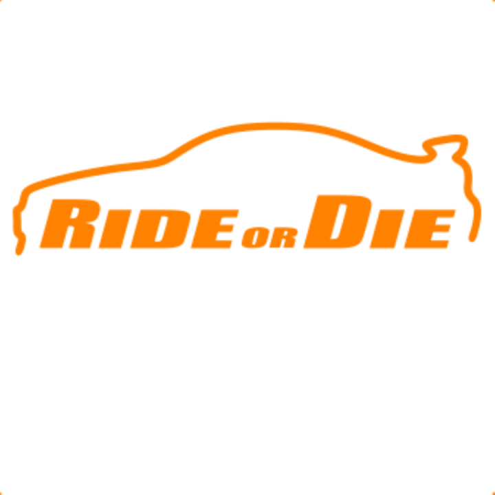Sticker decorativ perete, auto si geam, Ride or die versiunea 2, Portocaliu, 25 cm