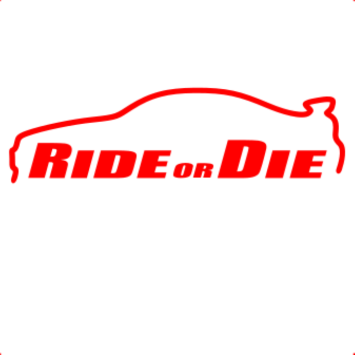 Sticker decorativ perete, auto si geam, Ride or die versiunea 2, Rosu, 25 cm