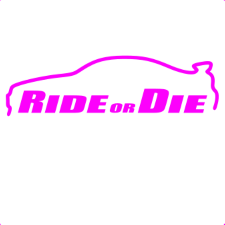 Sticker decorativ perete, auto si geam, Ride or die versiunea 2, Roz, 25 cm