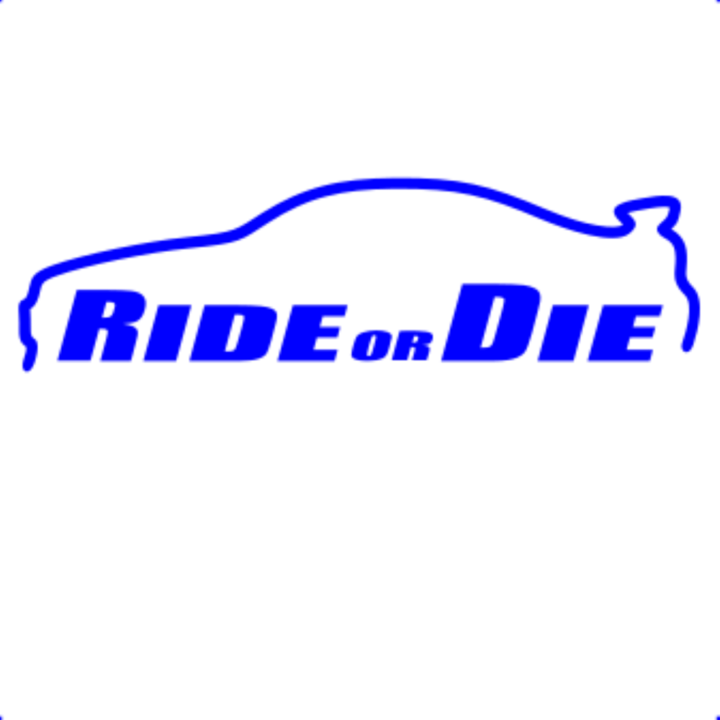 Sticker decorativ perete, auto si geam, Ride or die versiunea 2, Albastru, 25 cm