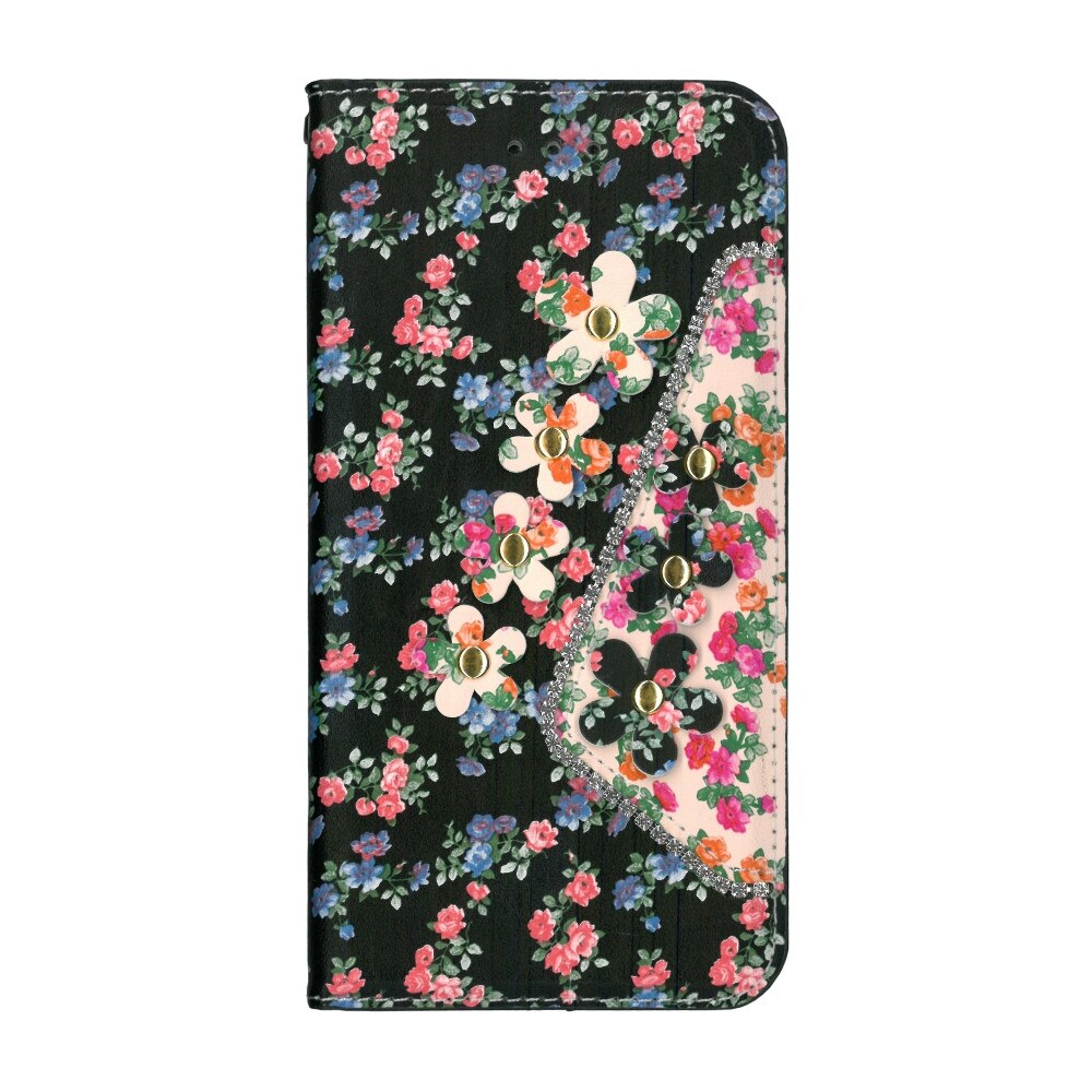 Husa flip wallet EuroCELL Flowers pentru iPhone 7 Plus/8 Plus, negru