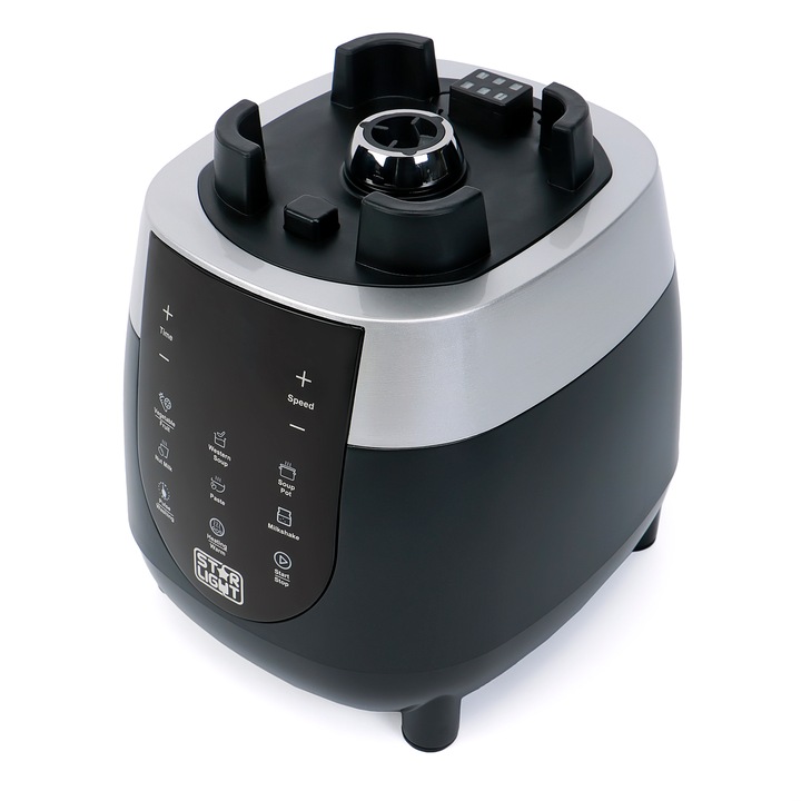 Blender Star-Light Pro DBBH-2615W, 1500W, 26000 rpm, Functie incalzire 800W, Reglaj electronic pentru timp si viteza, Vas sticla 1,75l, Display LED, 6 functii predefinite, Negru/Argintiu