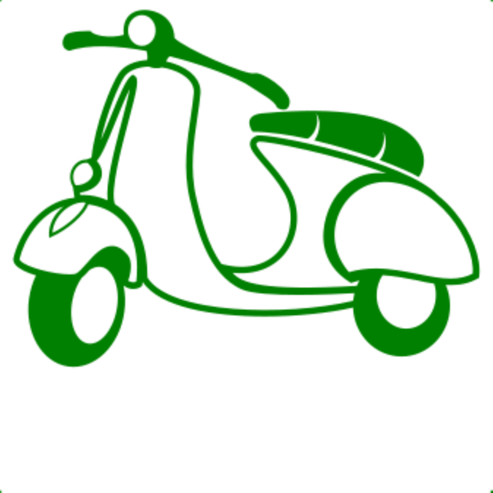 Sticker decorativ perete, auto si geam, Scuter vespa, Verde, 25 cm