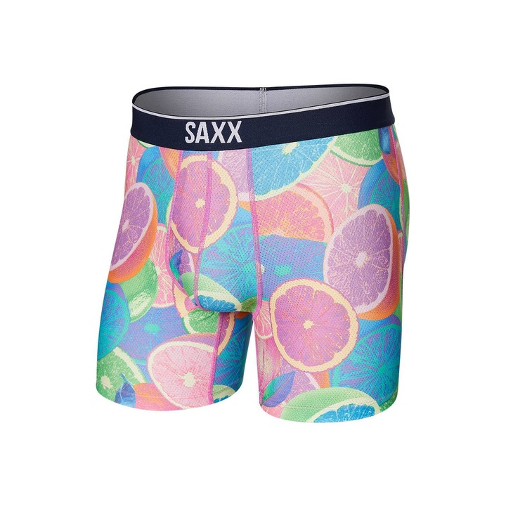 Boxeri Sport Barbati Saxx Volt, Ultra-Performanta, Respirabili, cu Tehnologie BallPark Pouch™, din Poliester si Elastan, pentru Antrenament, Alergare si Fitness, Culoare Roz/Albastru, Marimea S, Confort Superior, Uscare Rapida, Ideali