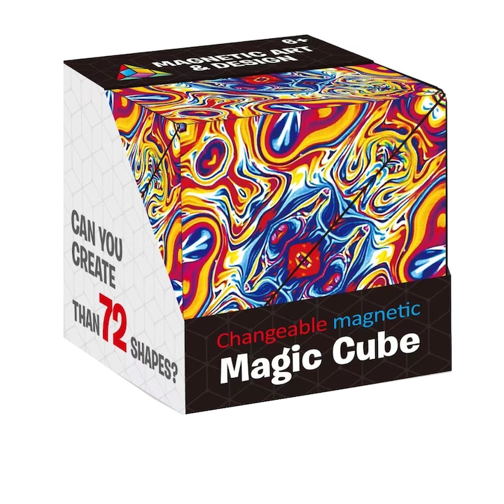 Interaktív mágneses játék, Háromdimenziós geometria, Rubik kocka típus, Magic kocka, Puzzle, 3D, Több mint 70 különböző forma, Gyerekeknek és felnőtteknek, 6x6x6 cm, Több színben