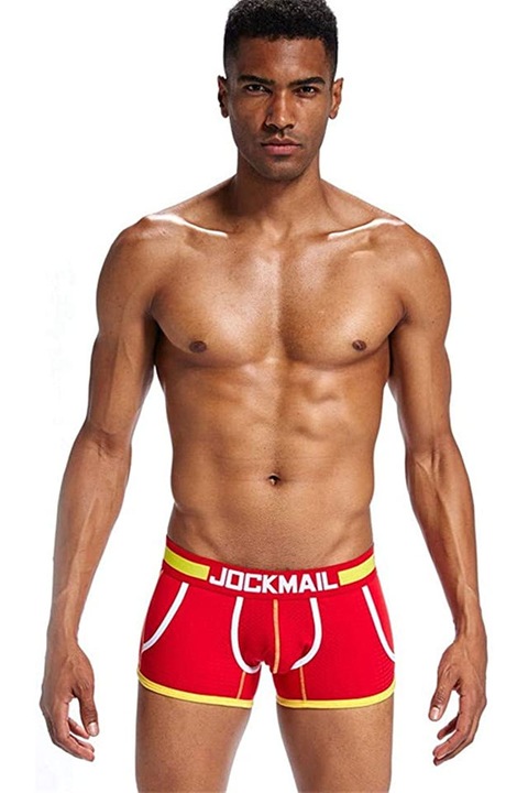 Férfi Jockstrap Boxeralsó JockMail Push Up Zsebekkel, Piros, L