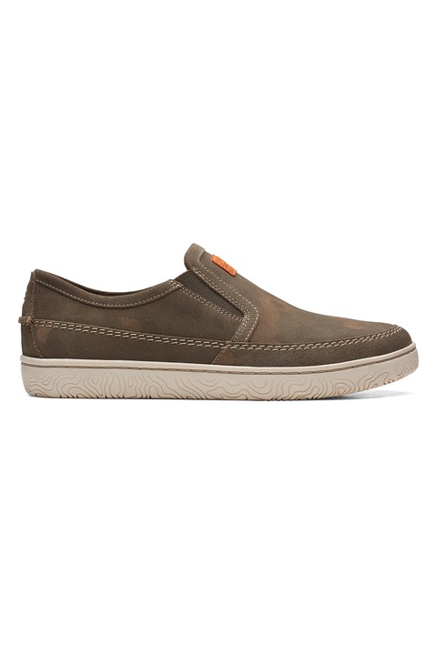 Clarks, Pantofi sport slip-on de piele intoarsa Hodson, Kaki, 43