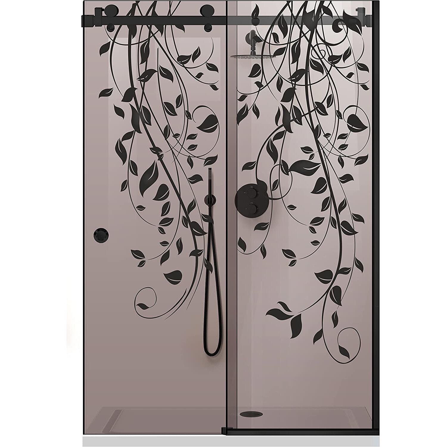 Tolóajtós zuhanyfal Glissando Black, Dance fekete modell, bronz