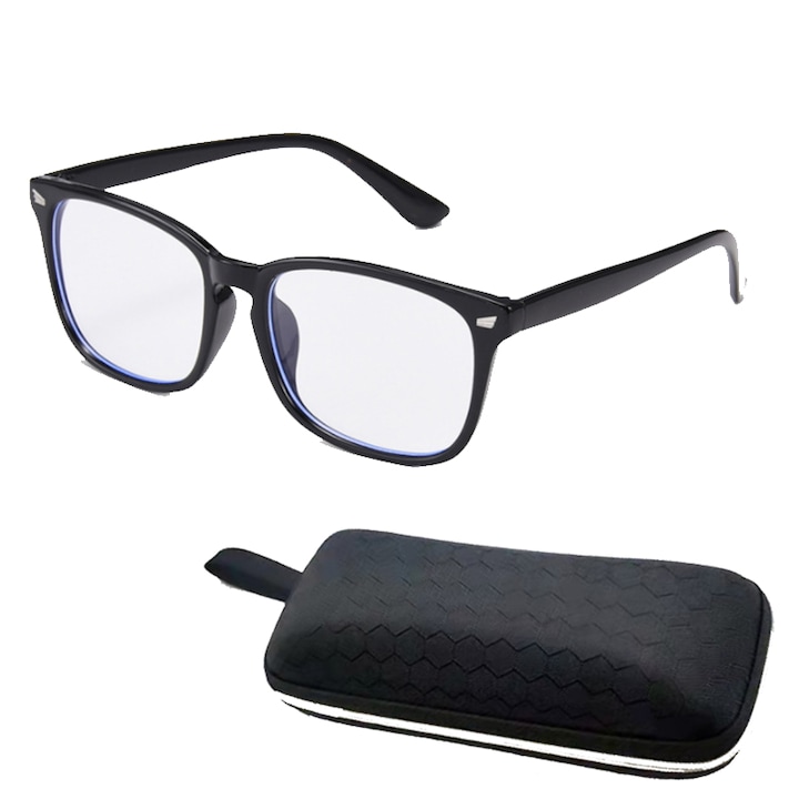 Предпазни очила за синя светлина, прозрачни стъкла, черни