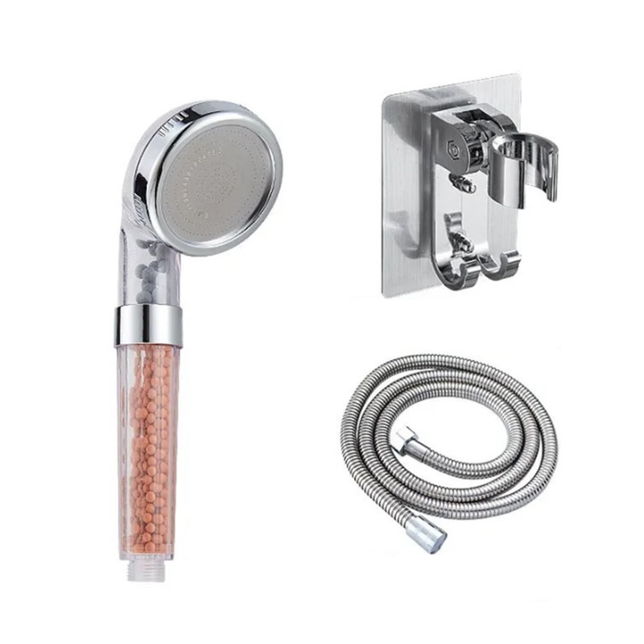 Set pentru dus, 1.5m, 3 trepte, Otel inoxidabil/ABS, Argintiu