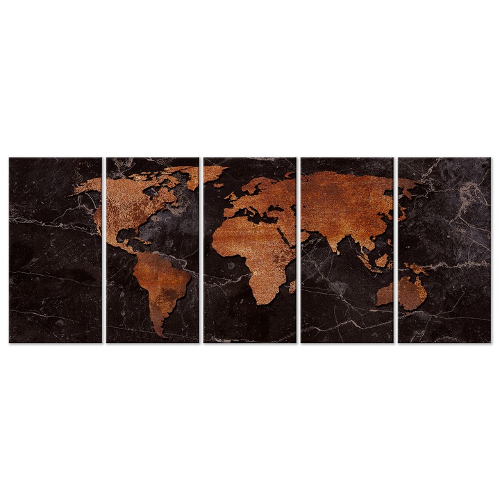 Tablou canvas 5 piese Artgeist, Copper Map Narrow, 225 x 90 cm