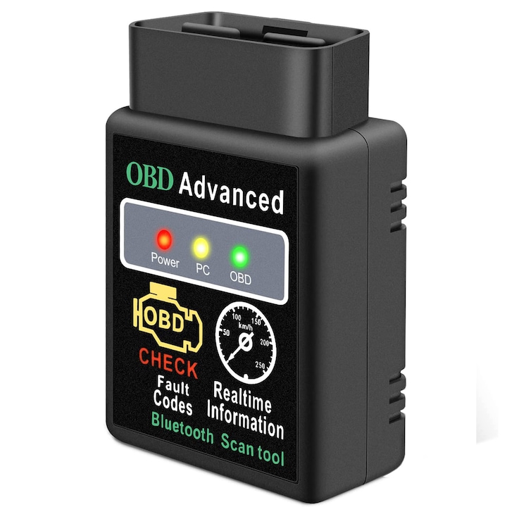 OBD Разширен интерфейс за диагностика на автомобили, Vaxiuja, 12V, Съвместим с Android/IOS, черен