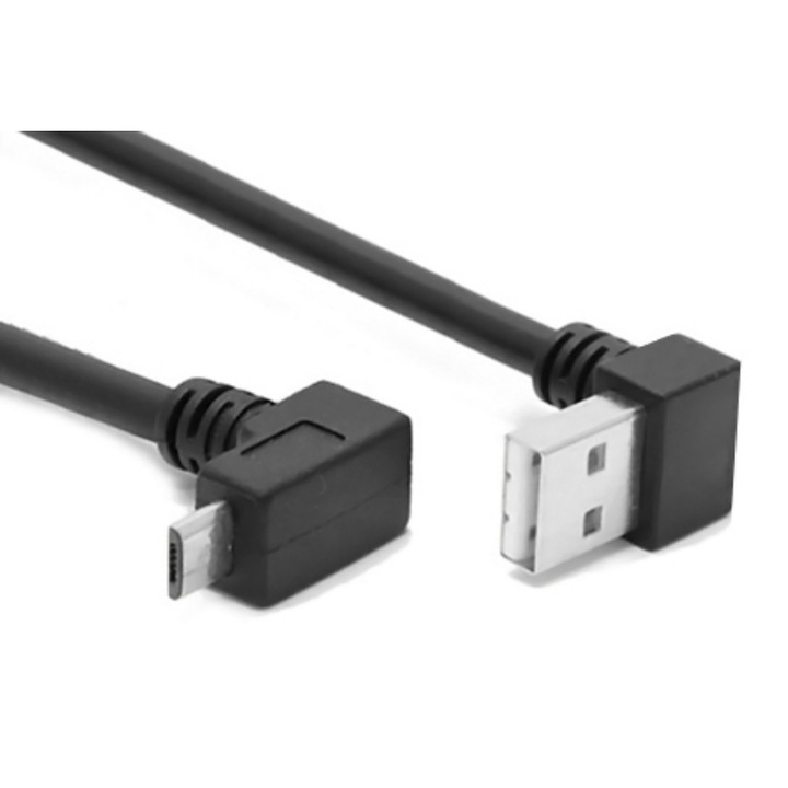 Cablu, PowerTech, USB/Micro USB, Dual Easy USB, 0.5 m, Negru