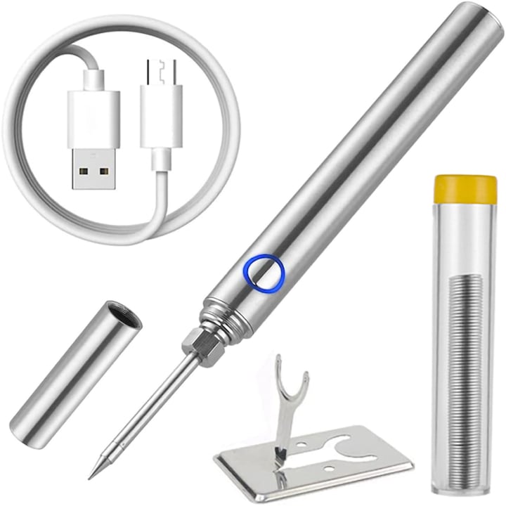 Vaxiuja Akkumulátoros forrasztópáka készlet, Hordozható, USB, Ónozás/forrasztás, Ezüst