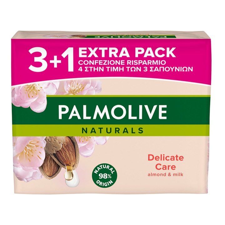 Комплект от 4 x Palmolive Naturals твърд сапун, 4 x 90 г