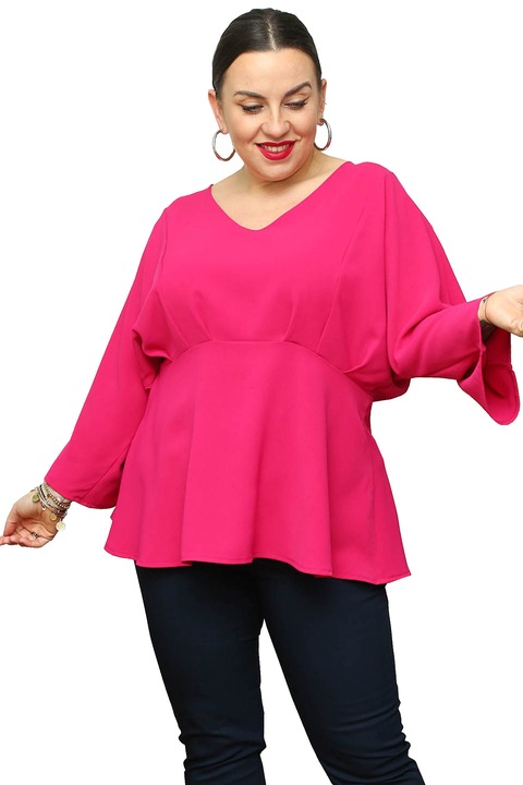 Bluza cu decolteu in V Madrid, Karko, Poliester/Elastan, Roz