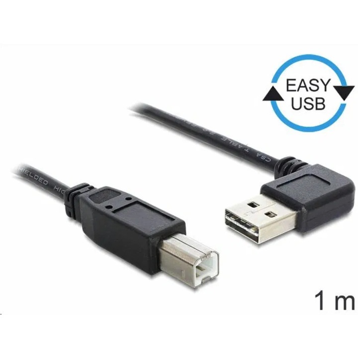 Delock 83374 USB 2.0 -A hajlított apa > USB 2.0-B apa kábel 1 m (83374) - Nyomtató kábel