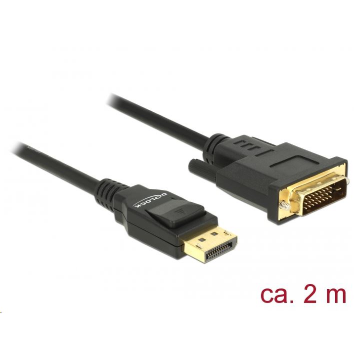 Delock Displayport 1.2 apa > DVI 24+1 apa passzív 2 m kábel fekete (85313) (85313)