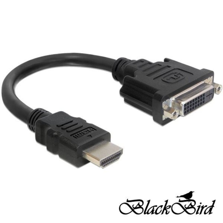 BlackBird HDMI-A мъжки -> DVI 24+5 женски конвертор кабел 20 см (BH1250)