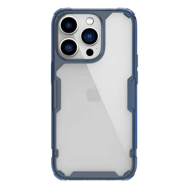 Husa telefon Nillkin pentru compatibil cu Apple pentru iPhone 14 Pro, TPU, Albastru / Transparent