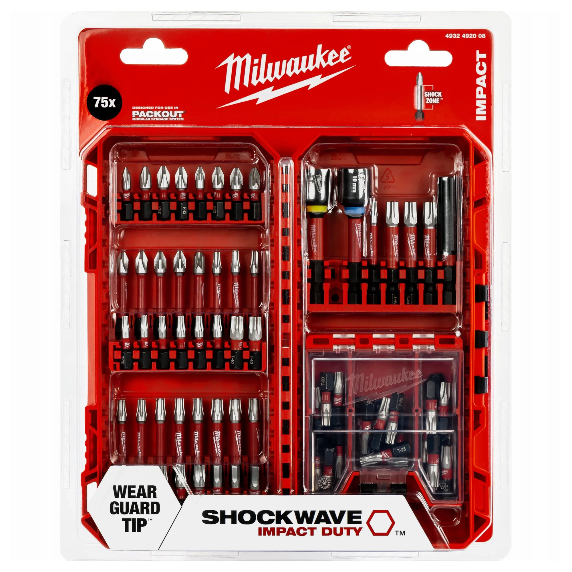 Set profesional SHOCKWAVE pentru insurubat 75 piese, TX10/TX15