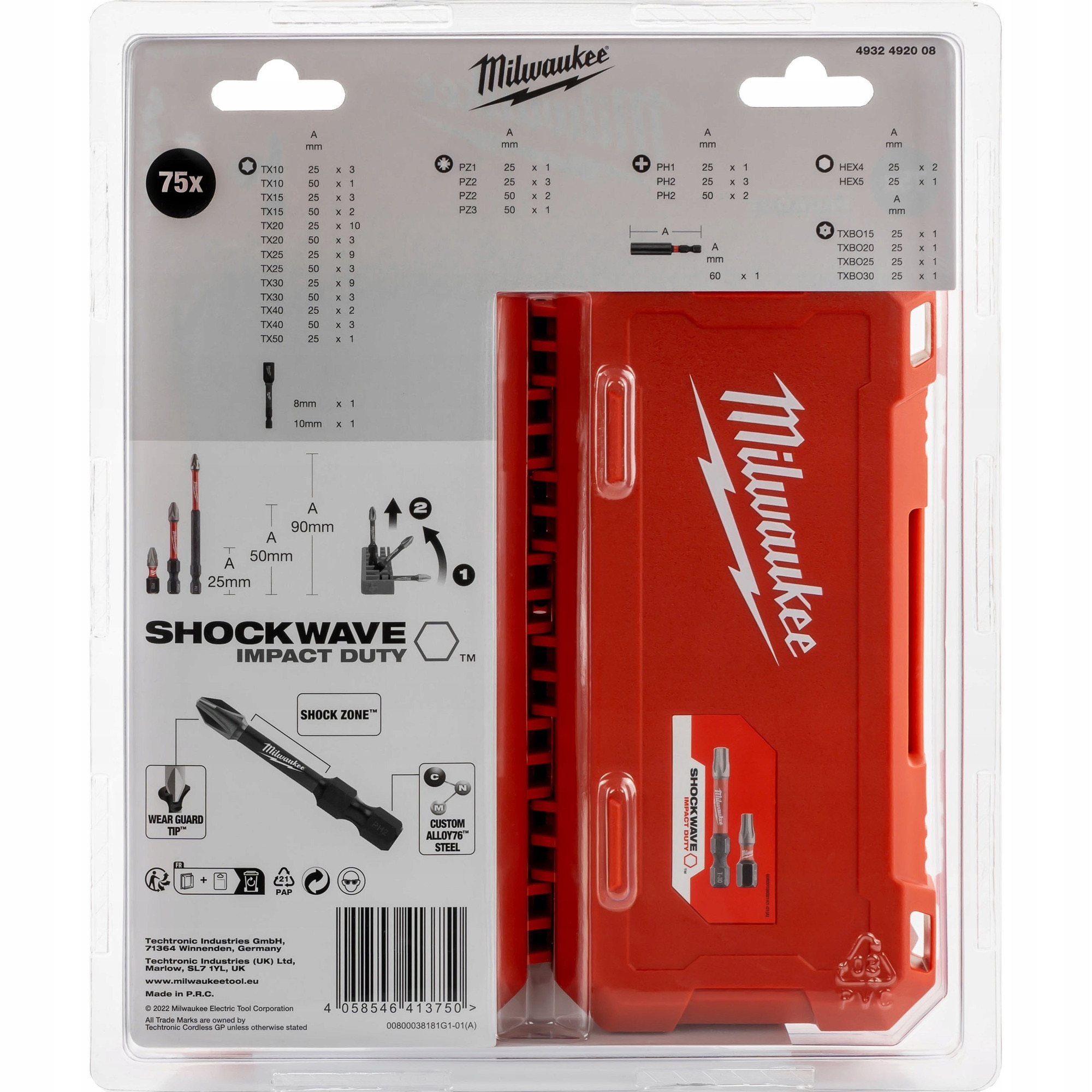 Set profesional SHOCKWAVE pentru insurubat 75 piese, TX10/TX15
