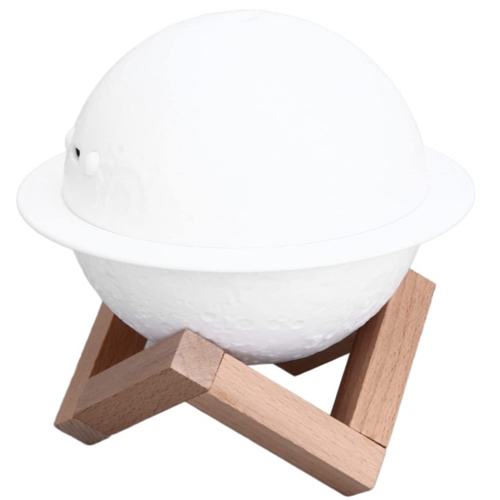 Planeta légpárásító, éjszakai fény, aromaterápiás diffúzorral otthonra, 200ml, fehér