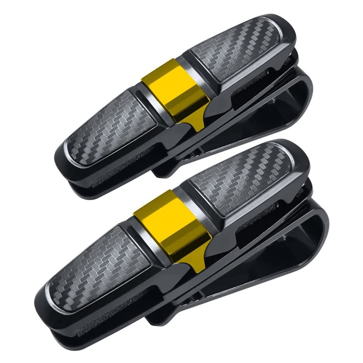 Set 2 cleme pentru ochelari pentru parasolar, YWD-FMM, ABS, Negru/Auriu