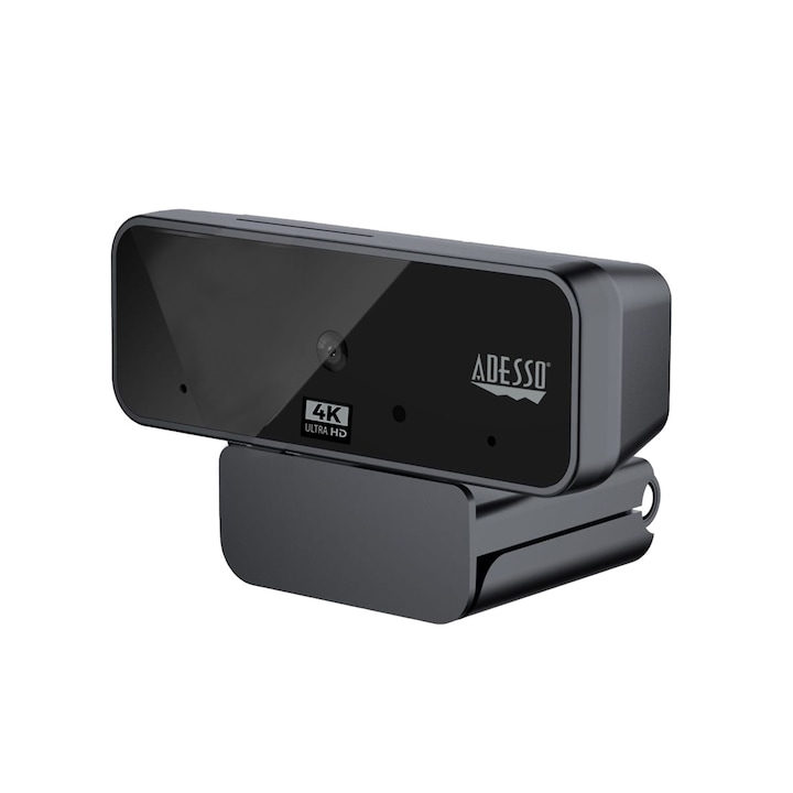 Adesso Cybertrack H6 4K Ultra HD USB webkamera, végtelen fókusz, két beépített mikrofon és adatvédelmi fedél, USB kábel