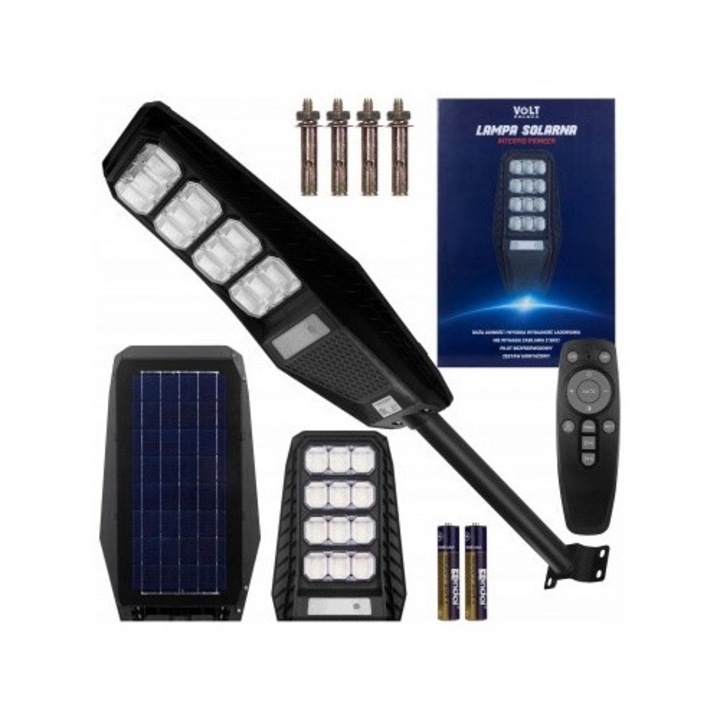 Комплект Соларна лампа Pioneer 240W, Соларен панел 15W, Слънчев акумулатор 18000mAh, Дистанционно управление