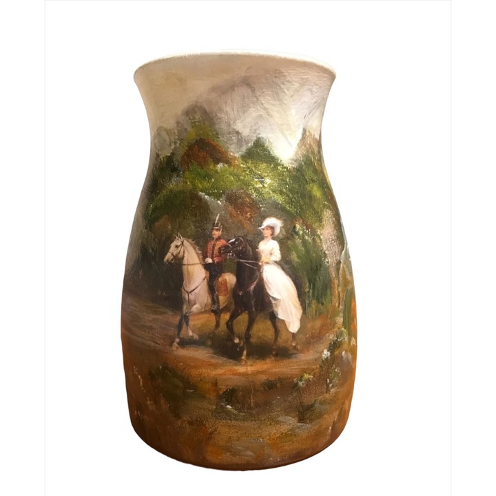 Vaza decorativa multicolor, pictata manual, 20 cm