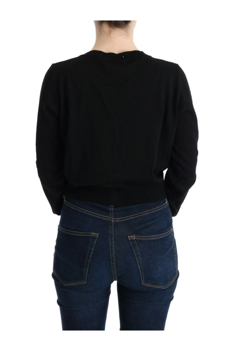 MARGHI LO' Black 100% Lana Wool Blouse Women T-shirt Top