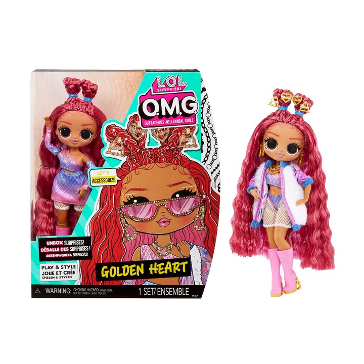 L.O.L. Surprise! OMG S7 Golden Heart baba kiegészítőkkel, 27 cm