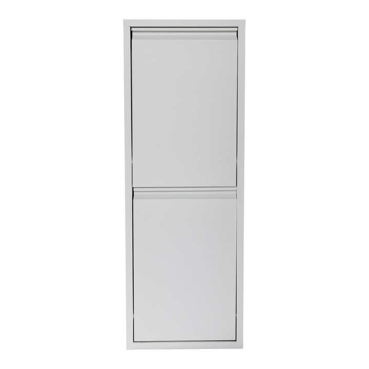 Dulap separator deseuri, en.casa, Sollentuna, 93 x 33 x 25 cm, 2 x14 L, metal, plastic, alb