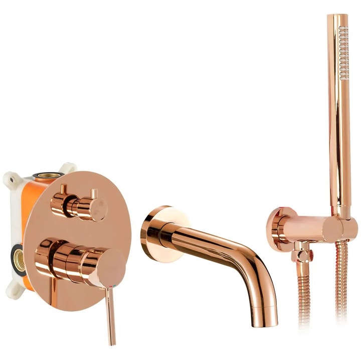 Смесител за вана Rea Long Incastrabola Rose Gold с кутия, месинг