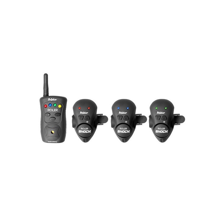 Set 3 avertizoare + statie Delphin Roler Shock, pentru pescuitul la crap si somn