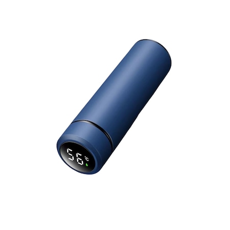 Pachet promo: Termos, afisaj Led cu ecran tactil, indicator temperatura, otel inoxidabil, 500ml, Albastru + Mixer pentru spuma de lapte fara fir, negru, SmartK®