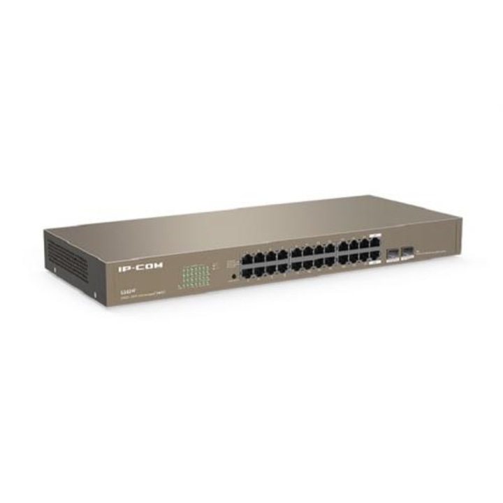 Switch 24 porturi Gigabit, 4 porturi SFP Gigabit, 1 port RJ45 consola, Management, 1U - IP-COM PRO-S24