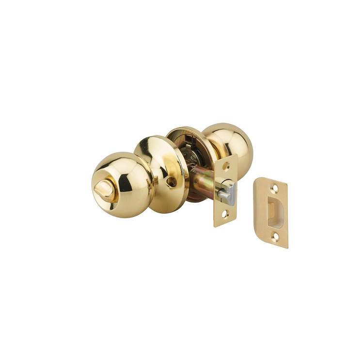 Broasca tubulara usa exterior, manere sferice, cilindru cu 3 chei, ax 70 mm, auriu, Thirard