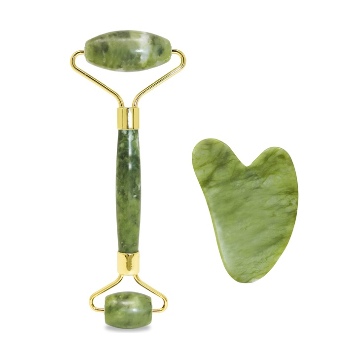 Комплект ролки от нефрит/Гуа Ша, 2 бр., Зелени