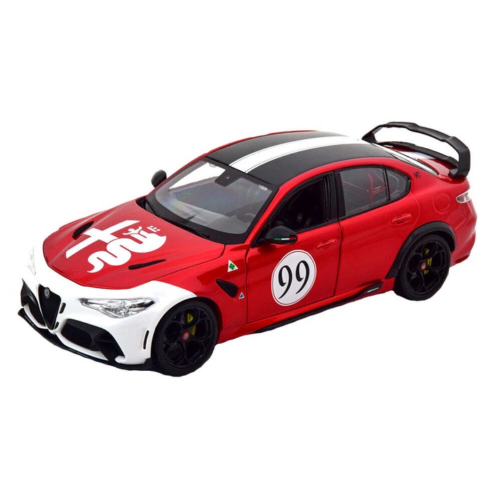 Bburago, Модел на автомобил Alfa Romeo Giulia GTAm 2020 N 99 Racing 2020 червен, 1:18