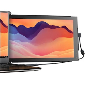 Monitor LED portabil Trio Max Mobile Pixels de 14.1 inch pentru laptop, 1080p Full HD, excelent pentru birou, calatorii si acasa, Negru