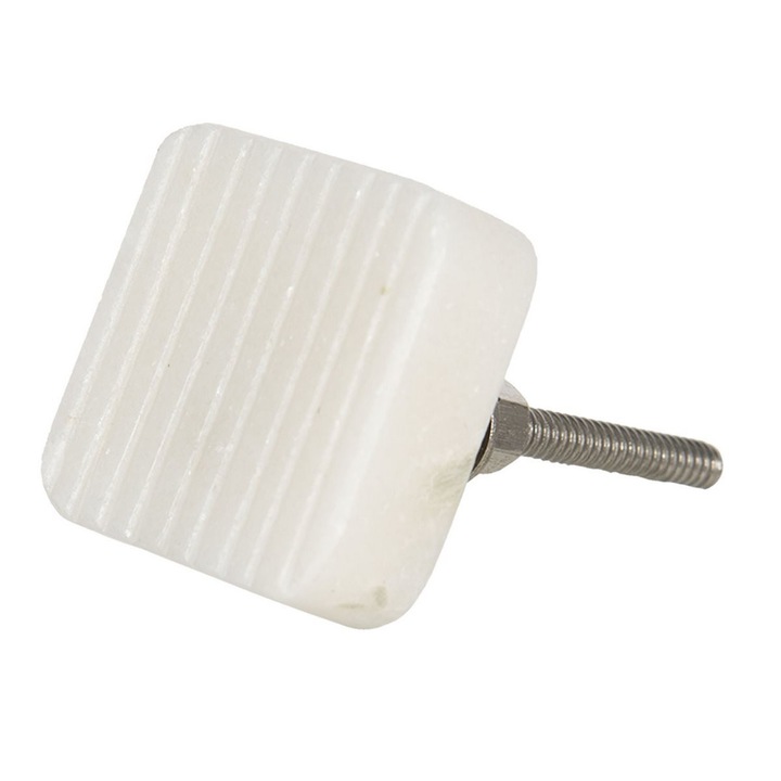 Vasból és fehér kőből készült bútorgomb 3x3 cm