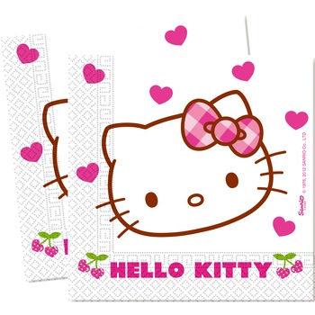 Set 20 servetele Hello Kitty Procos, 33x33 cm Set 20 servetele Hello Kitty Procos, 33x33 cm